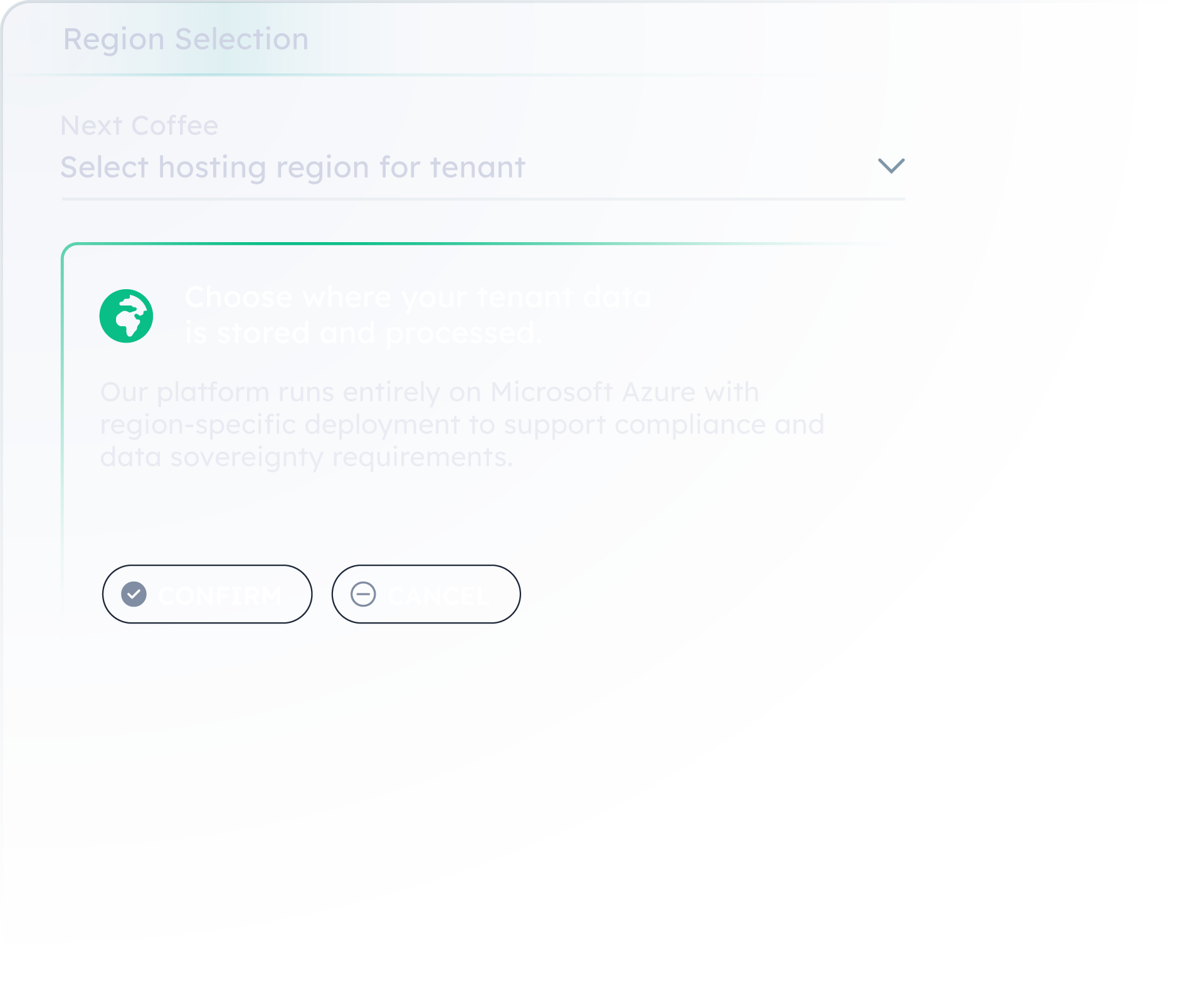 Region selection option for data residency and sovereignty